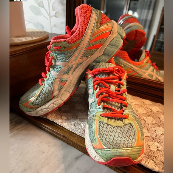 ASICS Gel Flux Classic Running Athletic Sneakers in Teal Silver & Mint Size 8.5 - Picture 1 of 7
